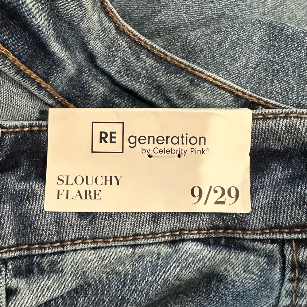 NWT—Celebrity Pink Dark Blue Slouchy Flare Jeans - Picture 4 of 5
